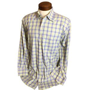 Peter Millar Men's Plaid Button Down Shirt Cotton Collared Long Sleeves Large